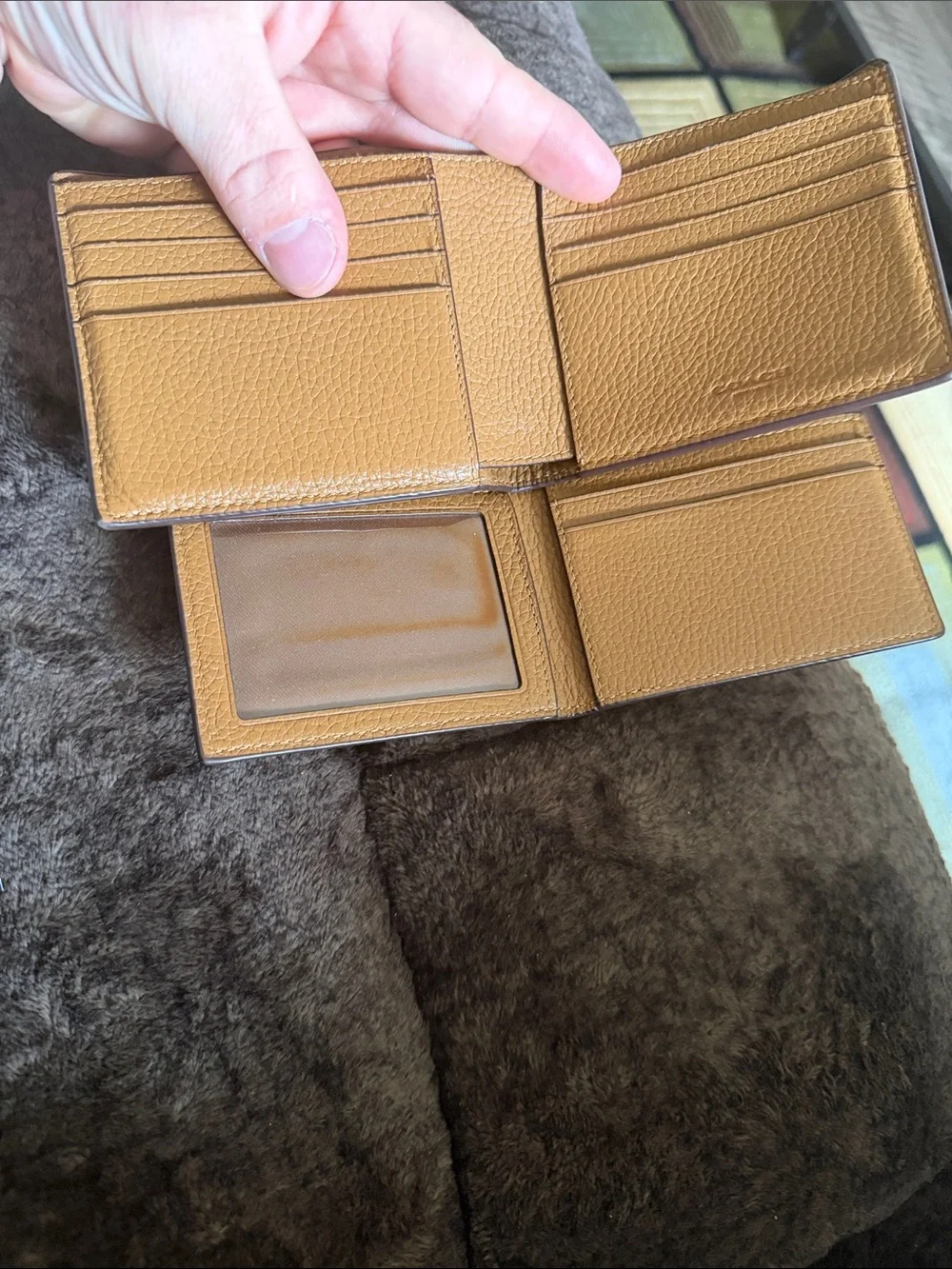 Coach Pebbled Leather Men's Wallet in Tan